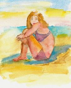 at the beach watercolor